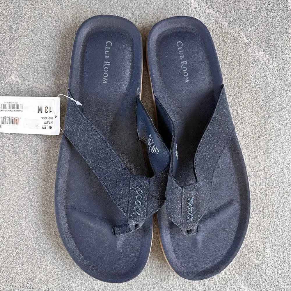 NWT Club Room Men's Riley Flip Flop Sandal in Navy Size 13